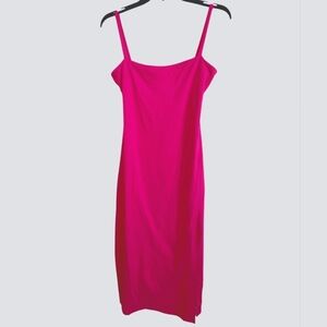 Susana Monaco Bright Pink Solid-hued Bodycon Dress One Side Slit Size XL